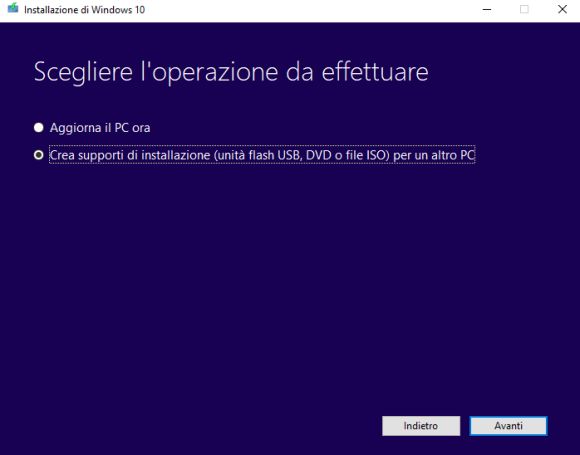 supporto installazione windows 10