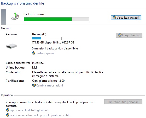 come fare il backup di windows