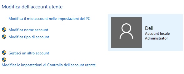 come modificare un account utente windows